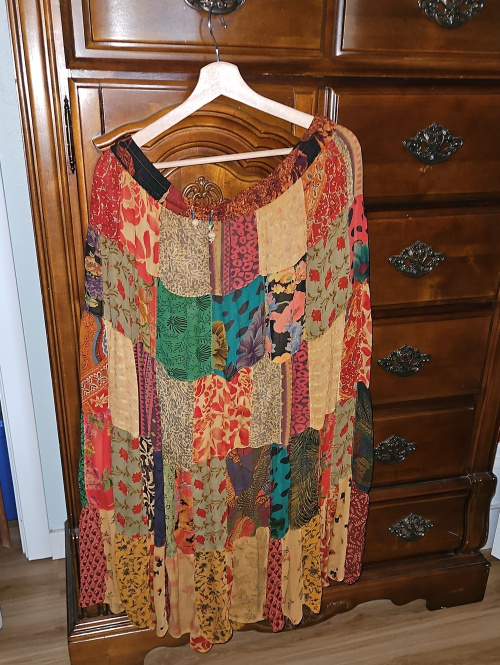Women's Multicolor Patchwork Maxi Skirt — Bohemian Floral Print